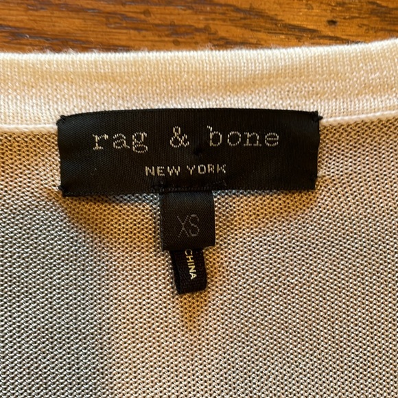 Rag & Bone Double Tone Mixed Materials Contrast Cream and Ivory Vneck Sweater - Picture 5 of 7